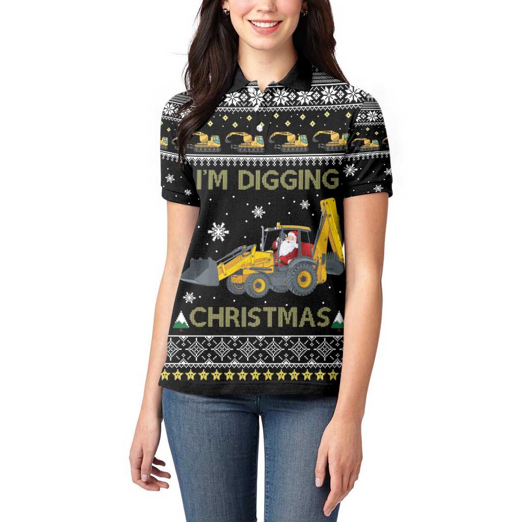 Im Digging Christmas Women Polo Shirt Tractor Santa Claus DT04 - Wonder Print Shop