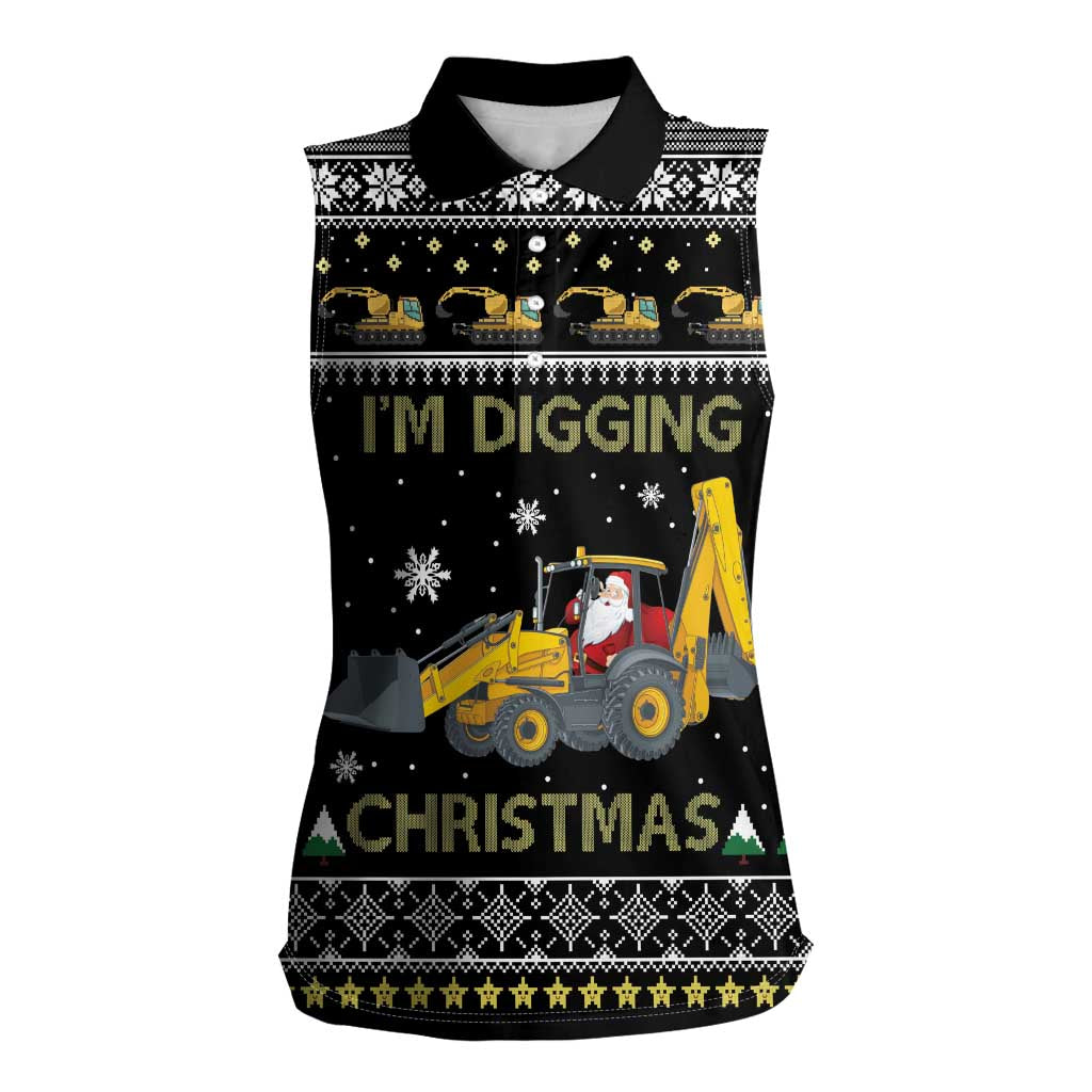 Im Digging Christmas Women Sleeveless Polo Shirt Tractor Santa Claus DT04 - Wonder Print Shop