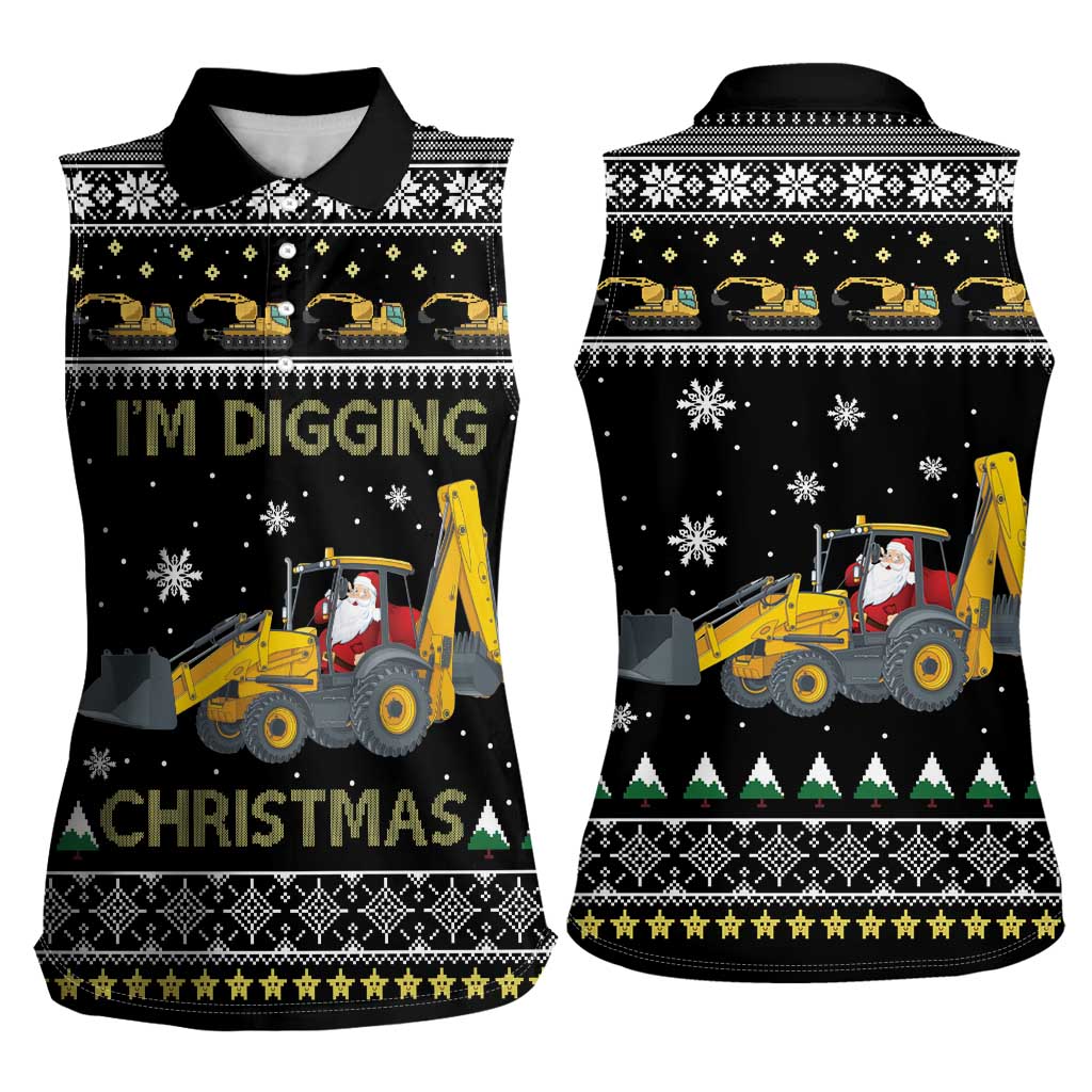 Im Digging Christmas Women Sleeveless Polo Shirt Tractor Santa Claus DT04 - Wonder Print Shop