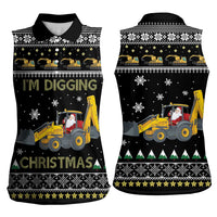 Im Digging Christmas Women Sleeveless Polo Shirt Tractor Santa Claus DT04 - Wonder Print Shop