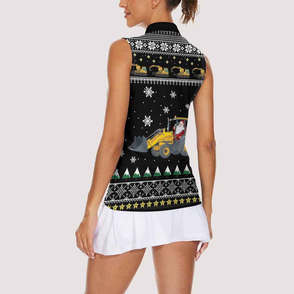 Im Digging Christmas Women Sleeveless Polo Shirt Tractor Santa Claus DT04 - Wonder Print Shop