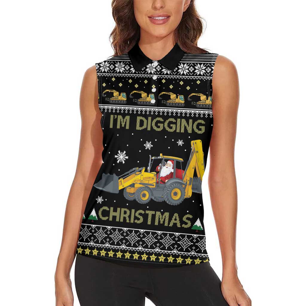 Im Digging Christmas Women Sleeveless Polo Shirt Tractor Santa Claus DT04 - Wonder Print Shop