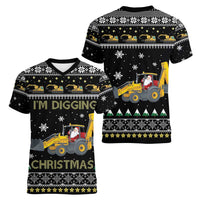 Im Digging Christmas Women V-Neck T-Shirt Tractor Santa Claus DT04 - Wonder Print Shop