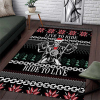 Live To Ride Motorbike Skeleton Area Rug Biker Skull Christmas DT04 - Wonder Print Shop