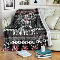 Live To Ride Motorbike Skeleton Blanket Biker Skull Christmas
