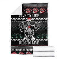 Live To Ride Motorbike Skeleton Blanket Biker Skull Christmas