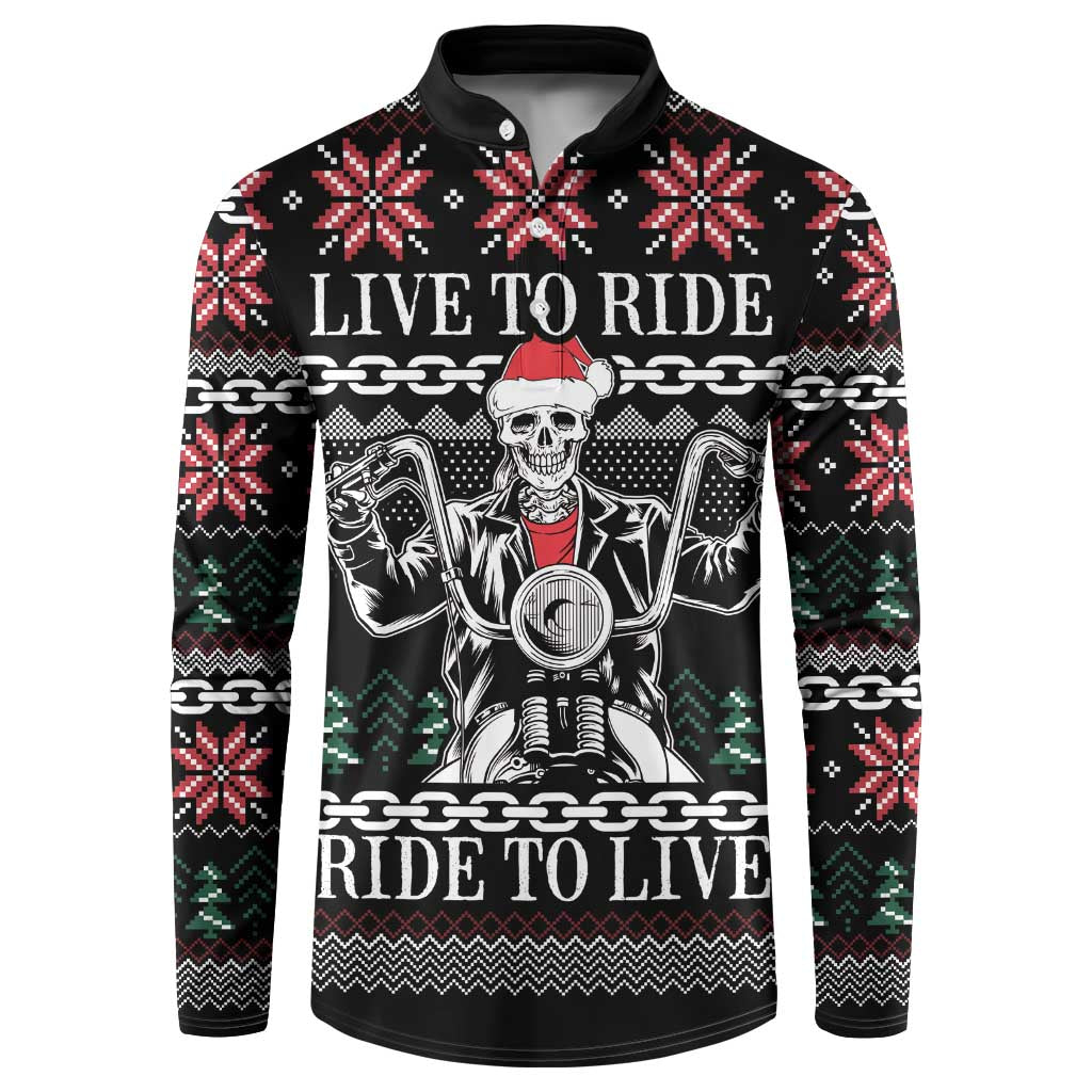 Live To Ride Motorbike Skeleton Button Sweatshirt Biker Skull Christmas DT04 - Wonder Print Shop