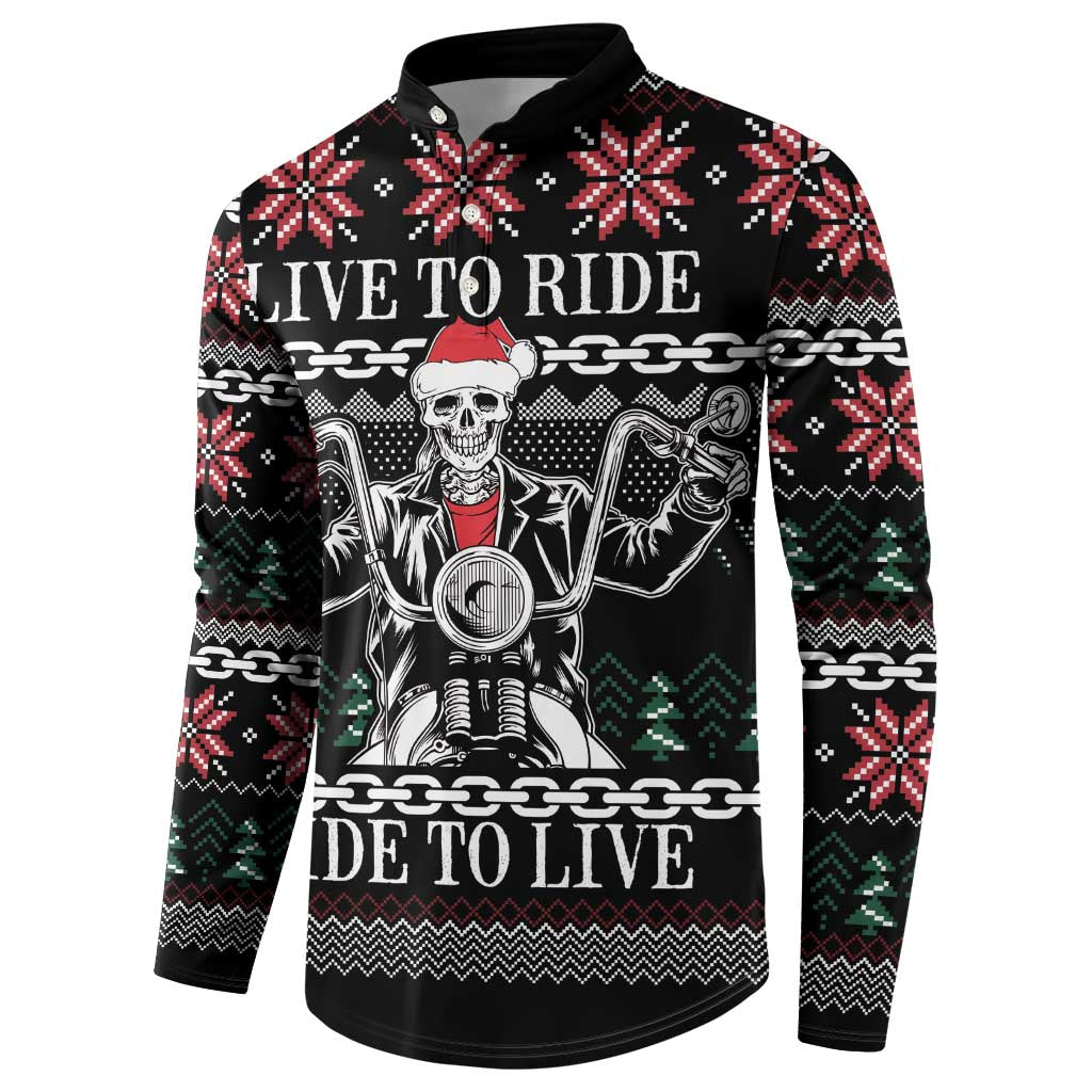 Live To Ride Motorbike Skeleton Button Sweatshirt Biker Skull Christmas DT04 - Wonder Print Shop
