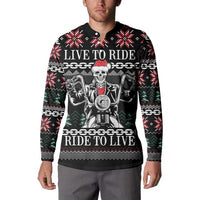 Live To Ride Motorbike Skeleton Button Sweatshirt Biker Skull Christmas DT04 - Wonder Print Shop