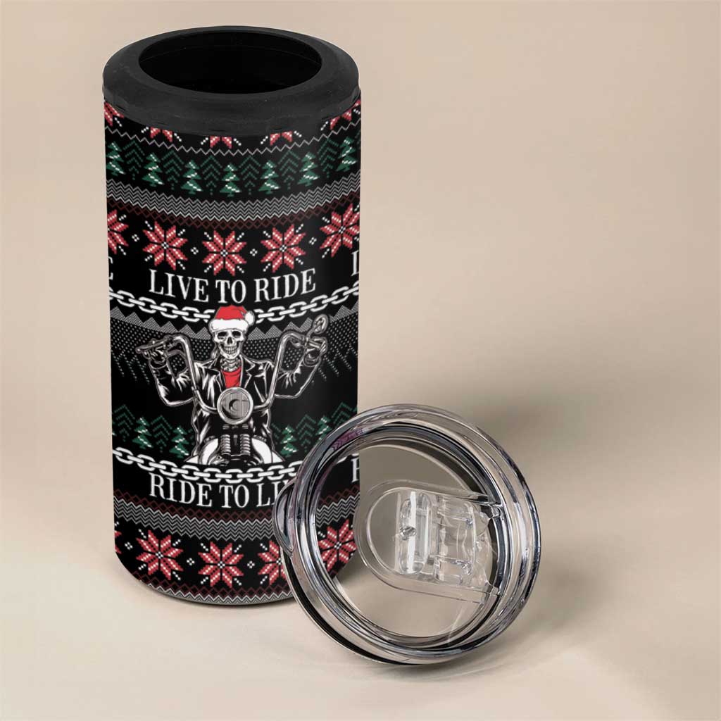 Live To Ride Motorbike Skeleton 4 in 1 Can Cooler Tumbler Biker Skull Christmas DT04 - Wonder Print Shop