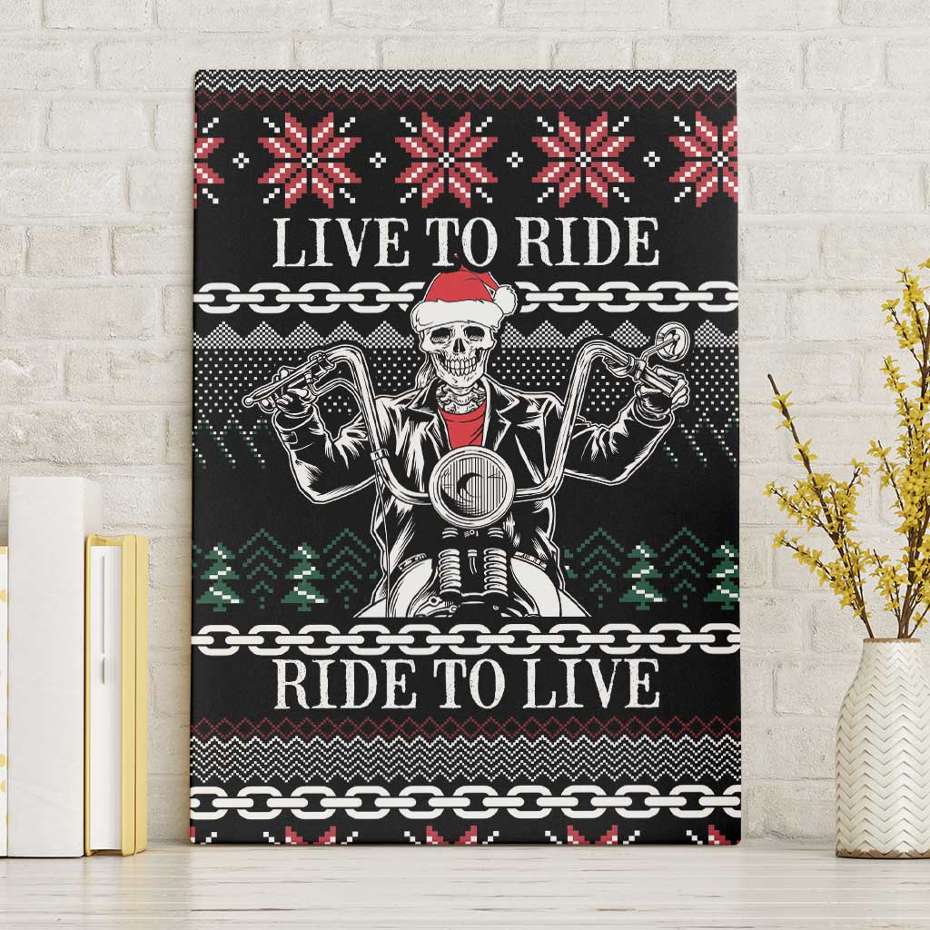 Live To Ride Motorbike Skeleton Canvas Wall Art Biker Skull Christmas DT04 - Wonder Print Shop