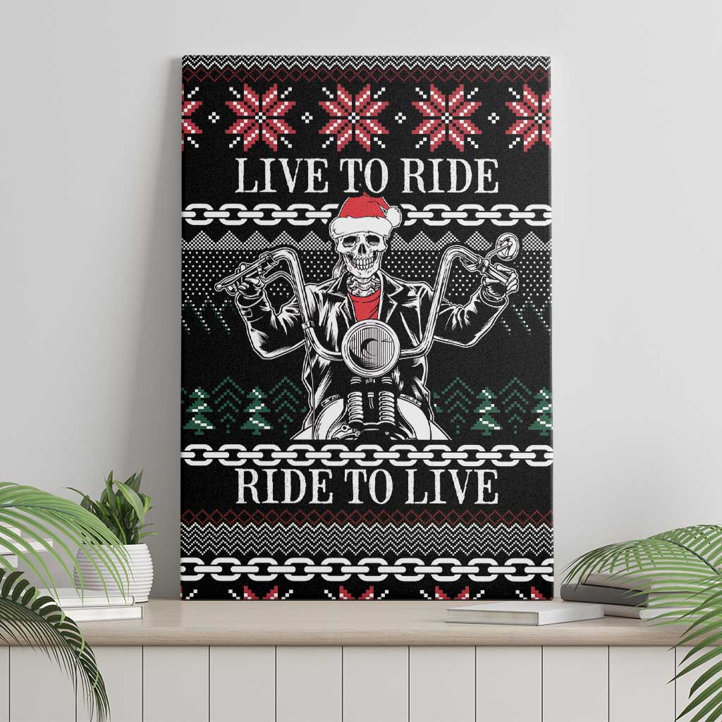 Live To Ride Motorbike Skeleton Canvas Wall Art Biker Skull Christmas DT04 - Wonder Print Shop