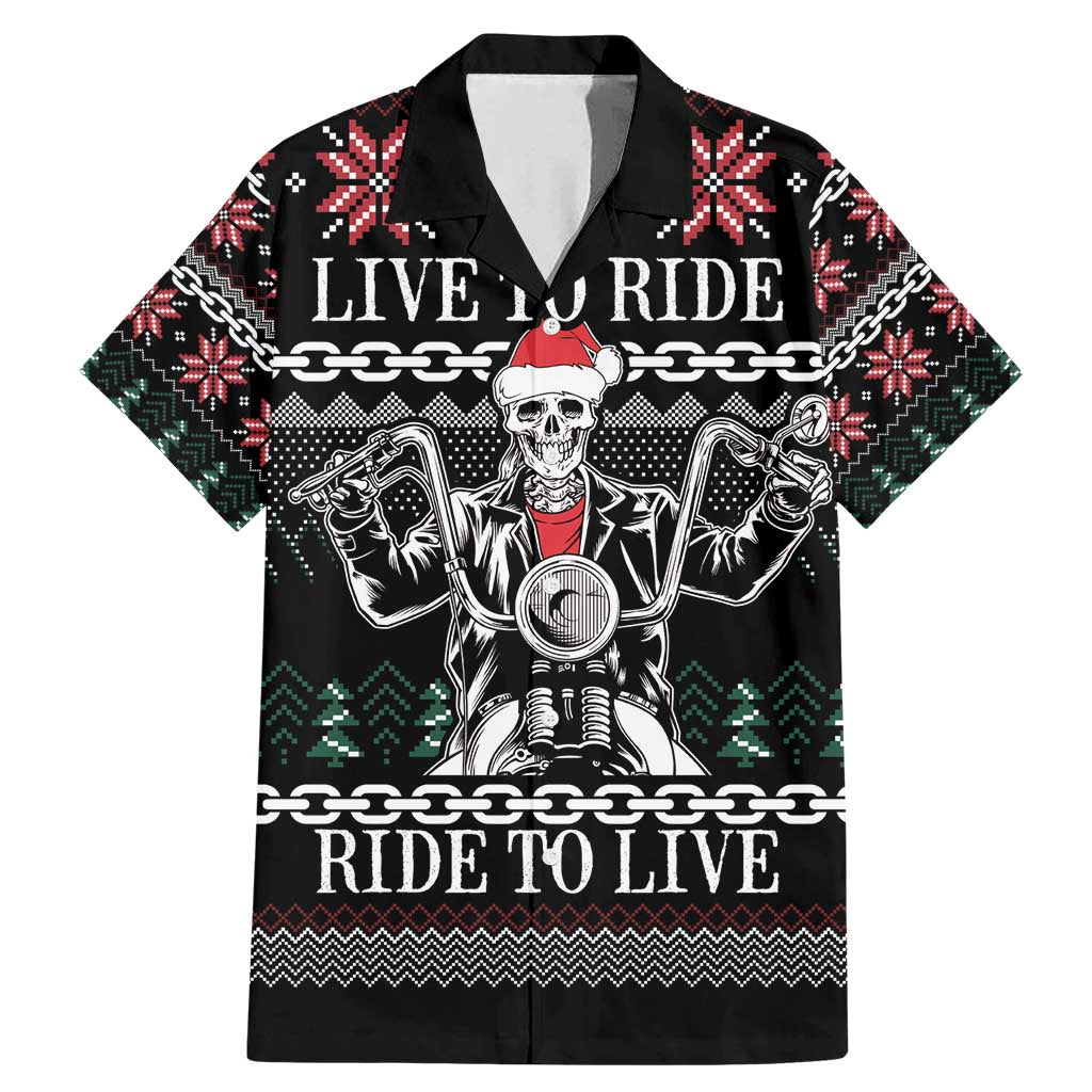 Live To Ride Motorbike Skeleton Family Matching Mermaid Dress and Hawaiian Shirt Biker Skull Christmas DT04 - Wonder Print Shop