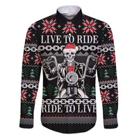 Live To Ride Motorbike Skeleton Family Matching Puletasi and Hawaiian Shirt Biker Skull Christmas DT04 - Wonder Print Shop