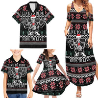 Live To Ride Motorbike Skeleton Family Matching Summer Maxi Dress and Hawaiian Shirt Biker Skull Christmas DT04 - Wonder Print Shop