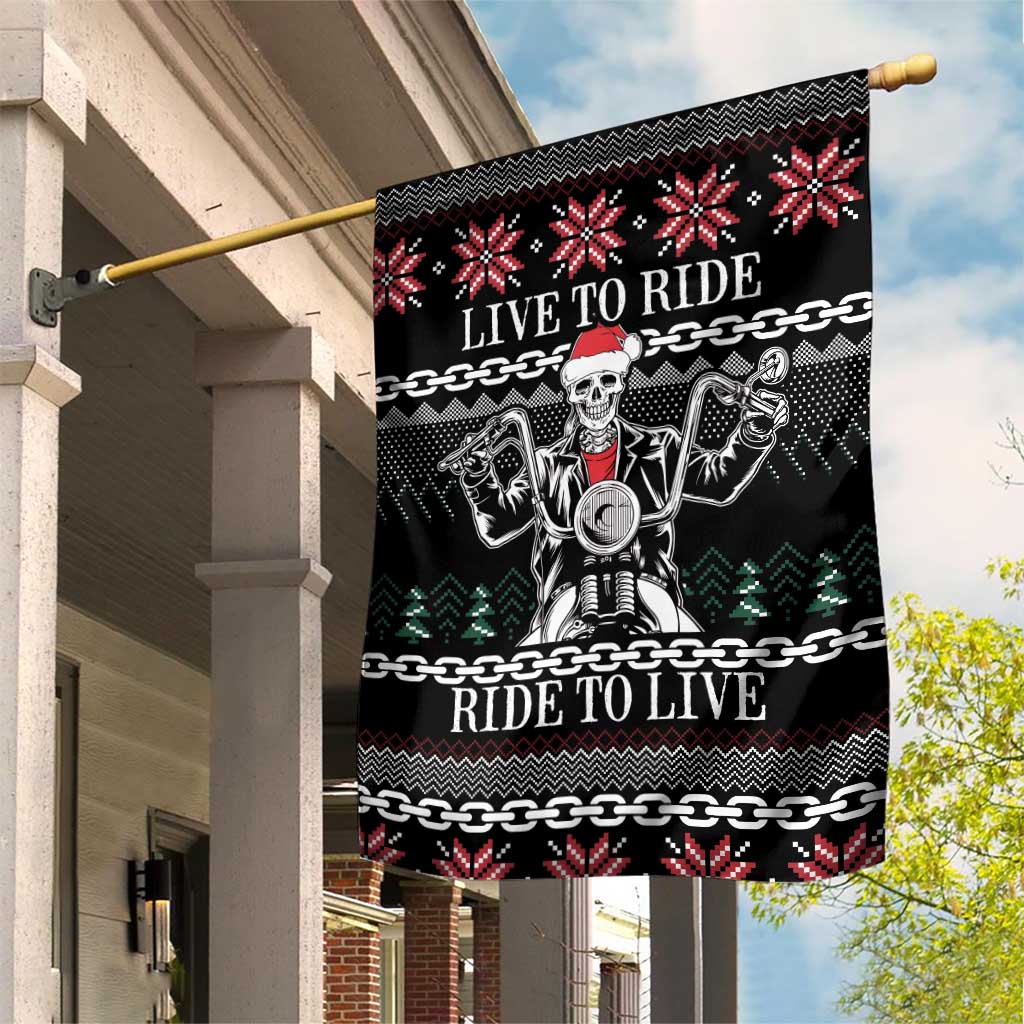 Live To Ride Motorbike Skeleton Garden Flag Biker Skull Christmas DT04 - Wonder Print Shop