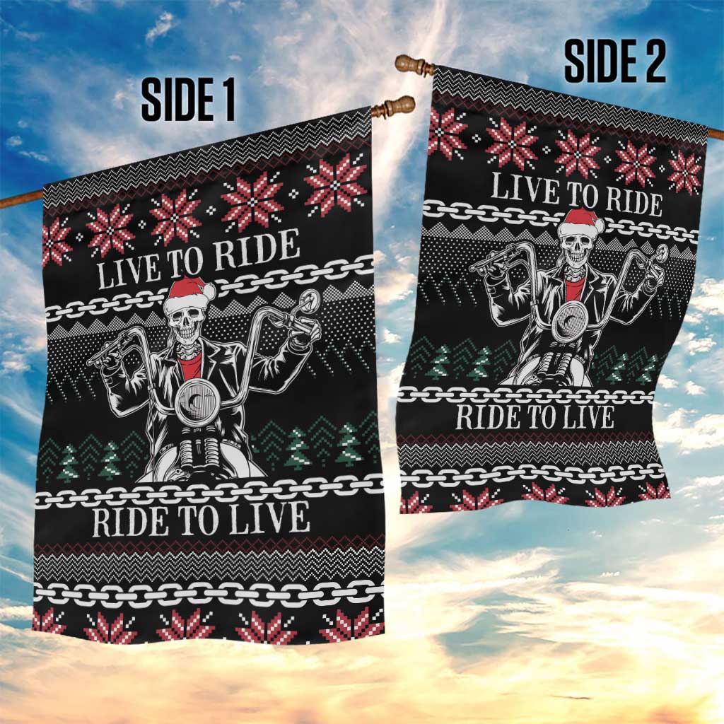Live To Ride Motorbike Skeleton Garden Flag Biker Skull Christmas DT04 - Wonder Print Shop