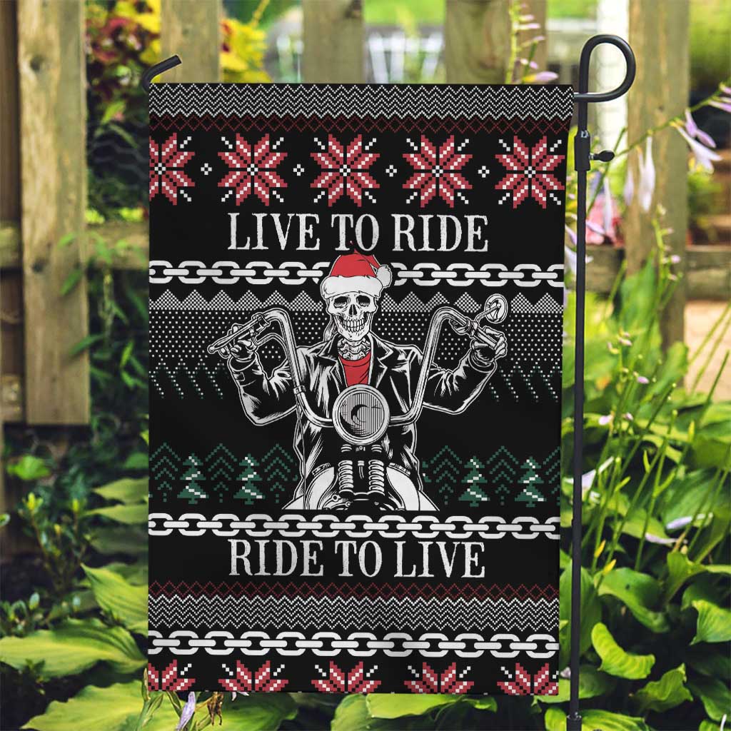 Live To Ride Motorbike Skeleton Garden Flag Biker Skull Christmas DT04 - Wonder Print Shop