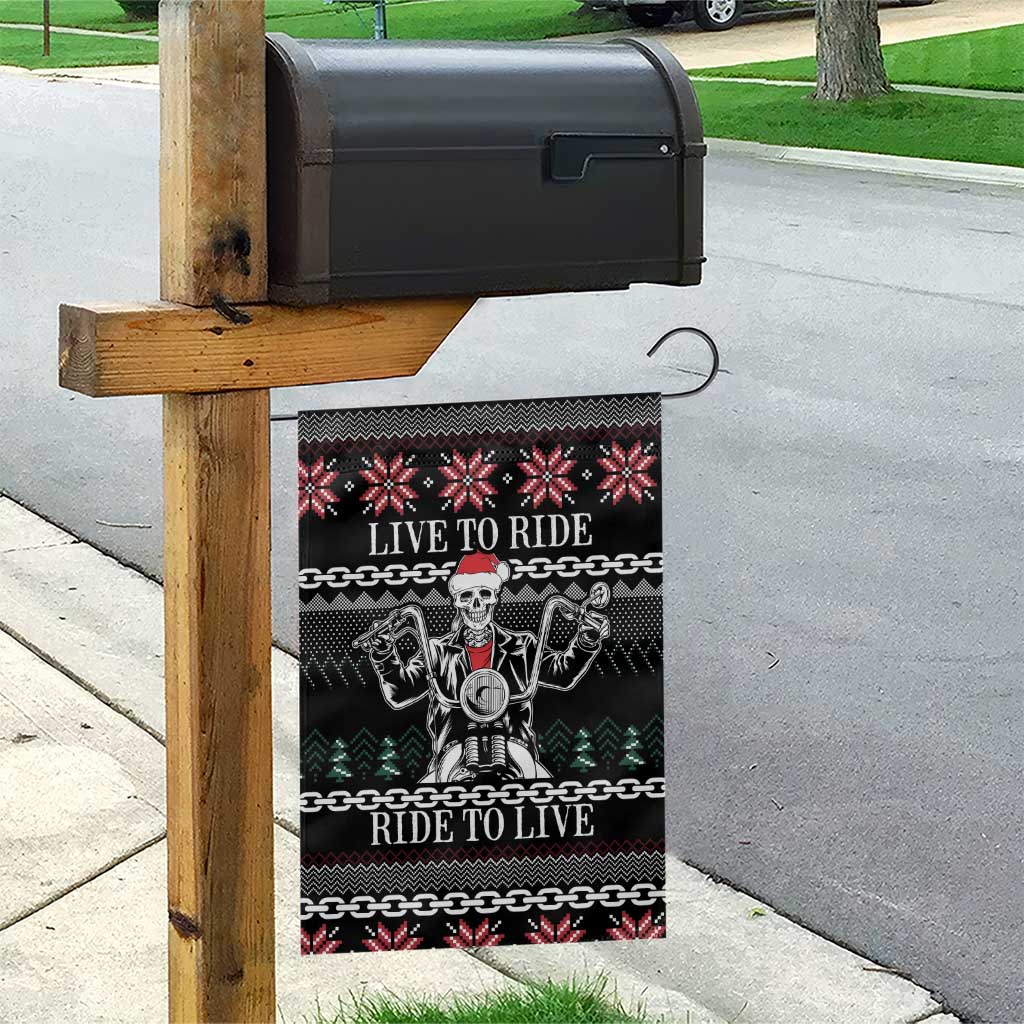 Live To Ride Motorbike Skeleton Garden Flag Biker Skull Christmas DT04 - Wonder Print Shop