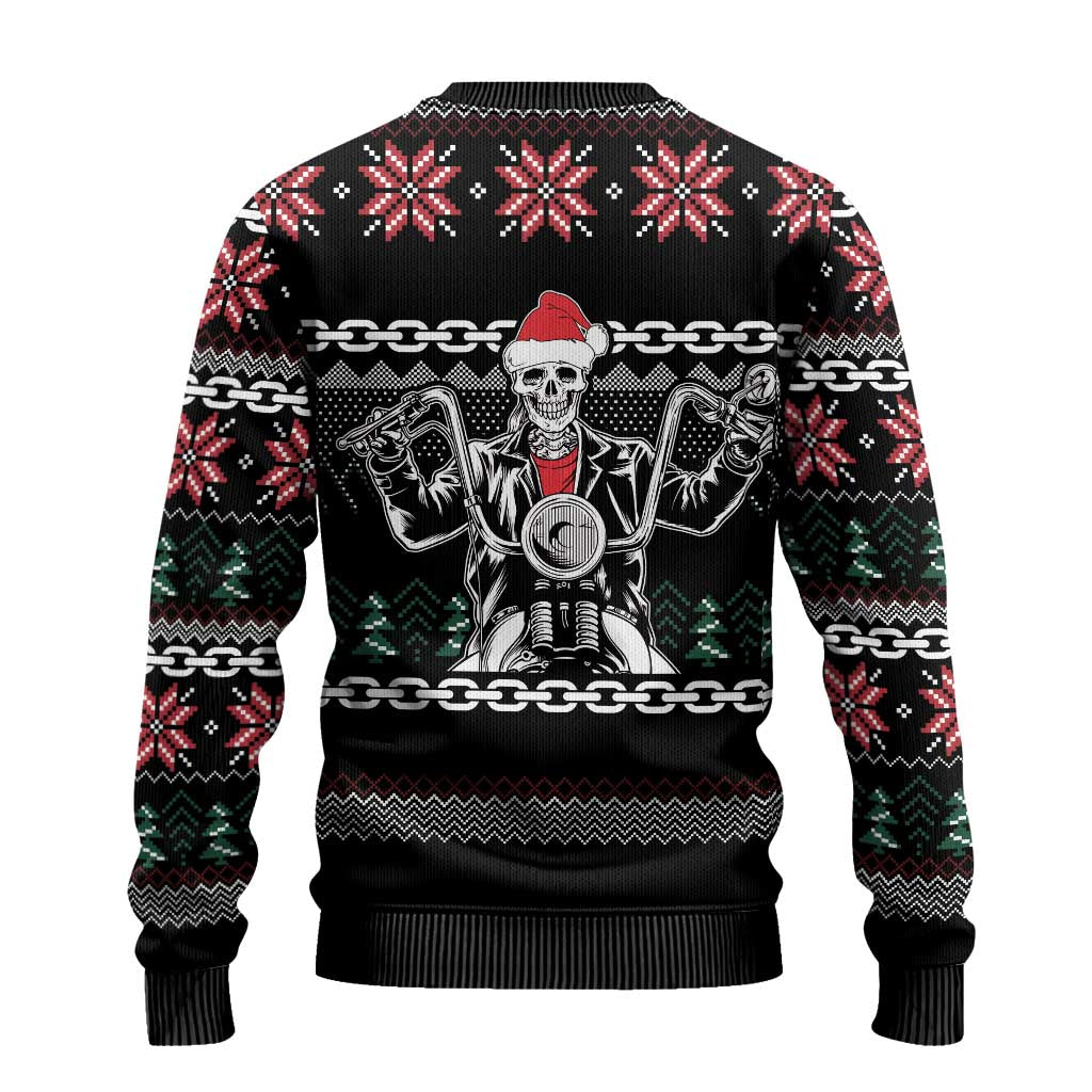 Live To Ride Motorbike Skeleton Ugly Christmas Sweater Biker Skull Christmas DT04 - Wonder Print Shop
