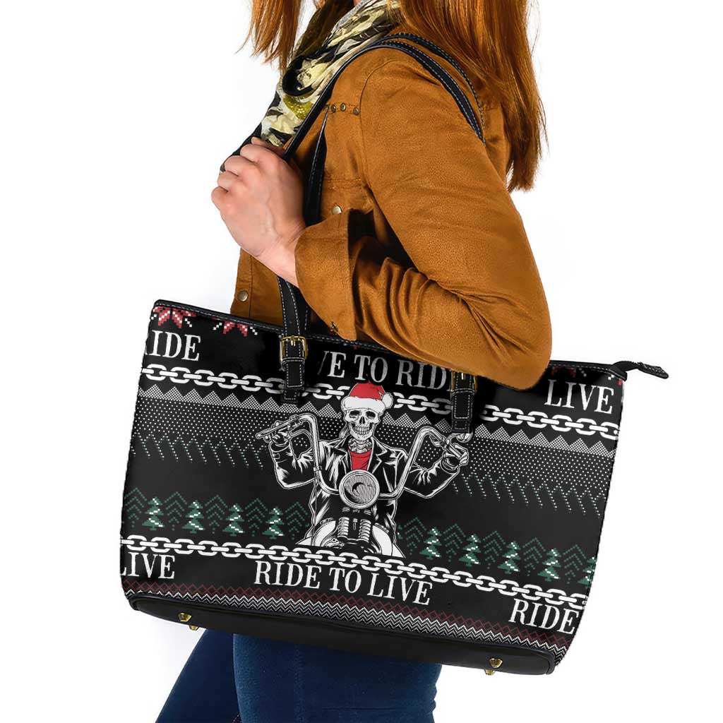 Live To Ride Motorbike Skeleton Leather Tote Bag Biker Skull Christmas DT04 - Wonder Print Shop