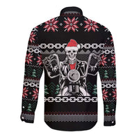 Live To Ride Motorbike Skeleton Long Sleeve Button Shirt Biker Skull Christmas DT04 - Wonder Print Shop