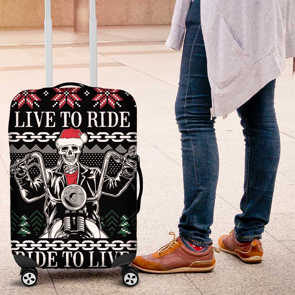 Live To Ride Motorbike Skeleton Luggage Cover Biker Skull Christmas DT04 - Wonder Print Shop
