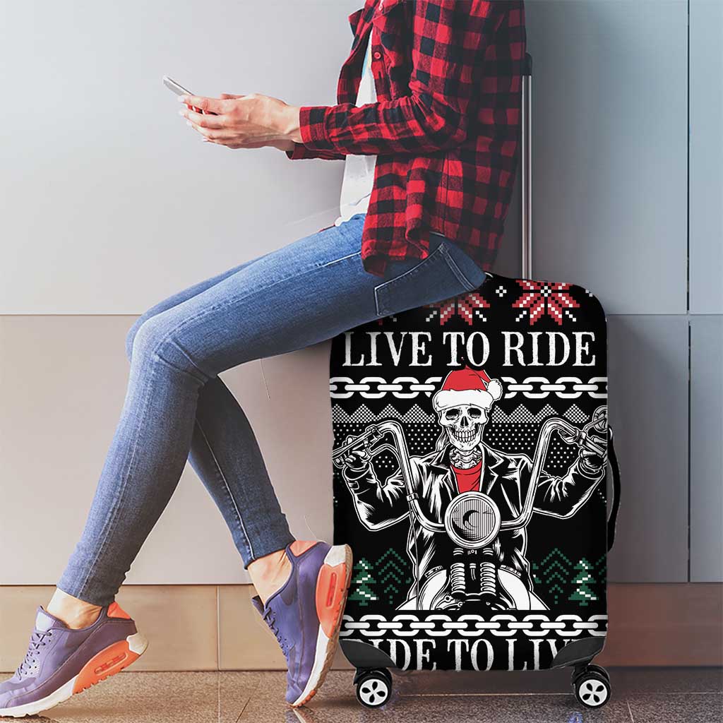 Live To Ride Motorbike Skeleton Luggage Cover Biker Skull Christmas DT04 - Wonder Print Shop