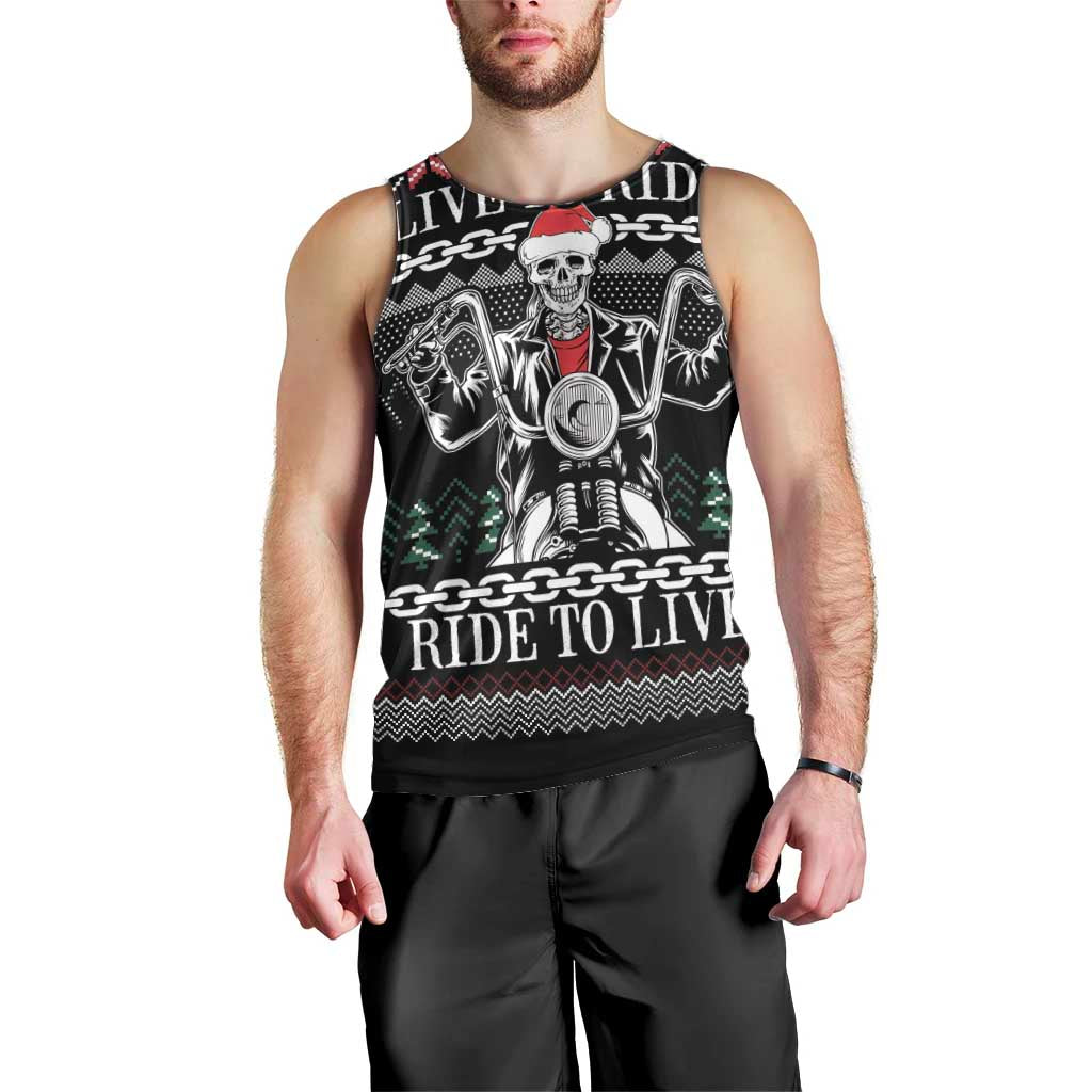 Live To Ride Motorbike Skeleton Men Tank Top Biker Skull Christmas DT04 - Wonder Print Shop