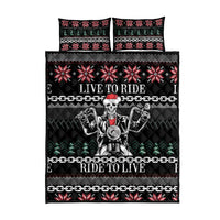 Live To Ride Motorbike Skeleton Quilt Bed Set Biker Skull Christmas DT04 - Wonder Print Shop