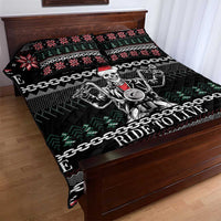 Live To Ride Motorbike Skeleton Quilt Bed Set Biker Skull Christmas DT04 - Wonder Print Shop