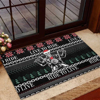 Live To Ride Motorbike Skeleton Rubber Doormat Biker Skull Christmas DT04 - Wonder Print Shop