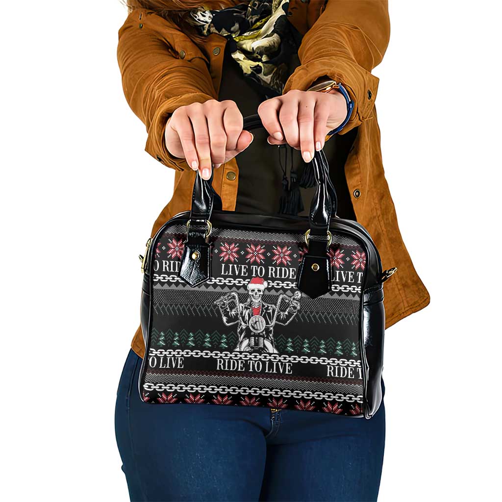 Live To Ride Motorbike Skeleton Shoulder Handbag Biker Skull Christmas