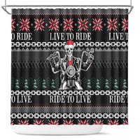 Live To Ride Motorbike Skeleton Shower Curtain Biker Skull Christmas