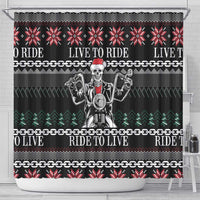 Live To Ride Motorbike Skeleton Shower Curtain Biker Skull Christmas