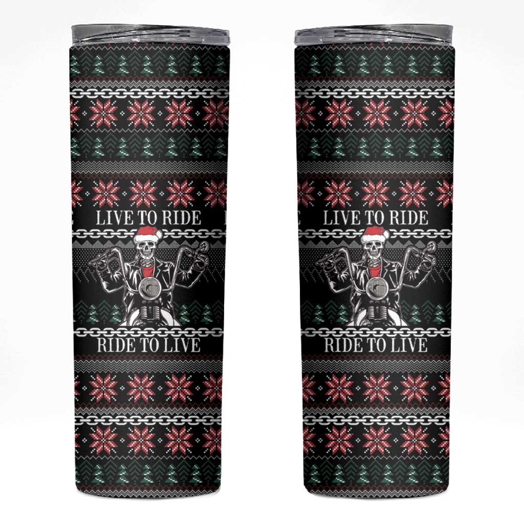Live To Ride Motorbike Skeleton Skinny Tumbler Biker Skull Christmas DT04 - Wonder Print Shop