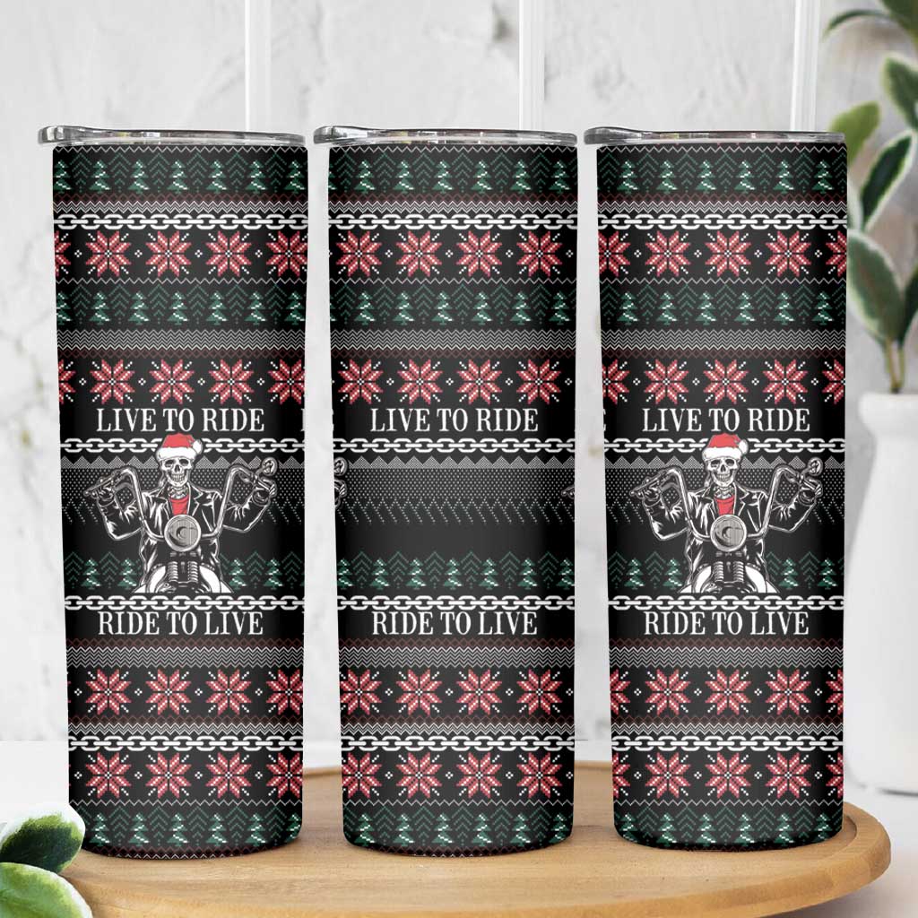 Live To Ride Motorbike Skeleton Skinny Tumbler Biker Skull Christmas DT04 - Wonder Print Shop
