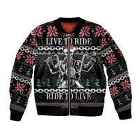 Live To Ride Motorbike Skeleton Sleeve Zip Bomber Jacket Biker Skull Christmas DT04 - Wonder Print Shop