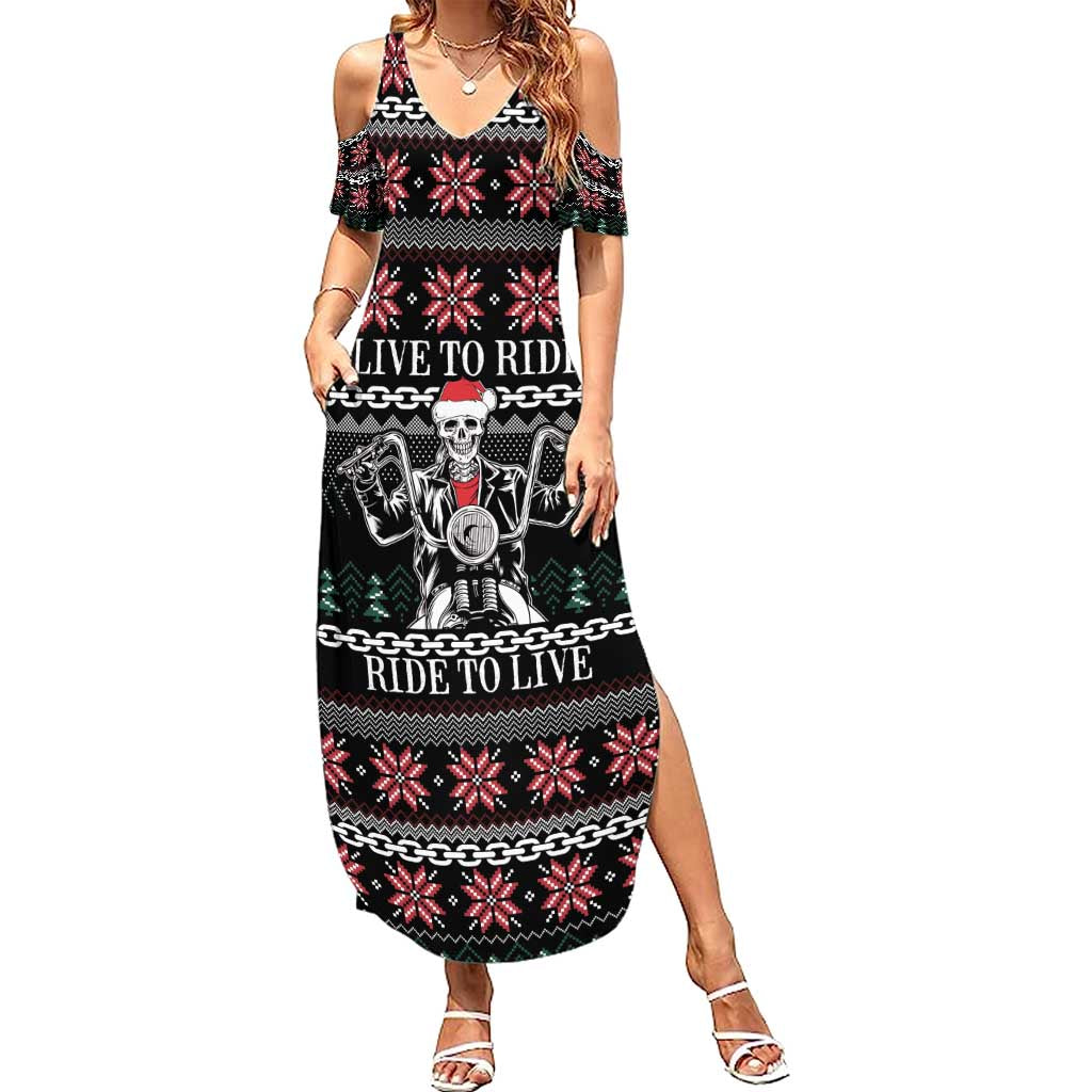Live To Ride Motorbike Skeleton Summer Maxi Dress Biker Skull Christmas DT04 - Wonder Print Shop