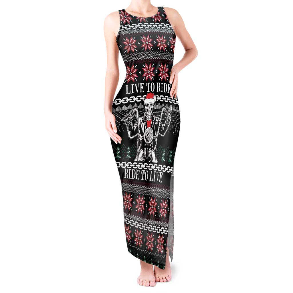 Live To Ride Motorbike Skeleton Tank Maxi Dress Biker Skull Christmas DT04 - Wonder Print Shop