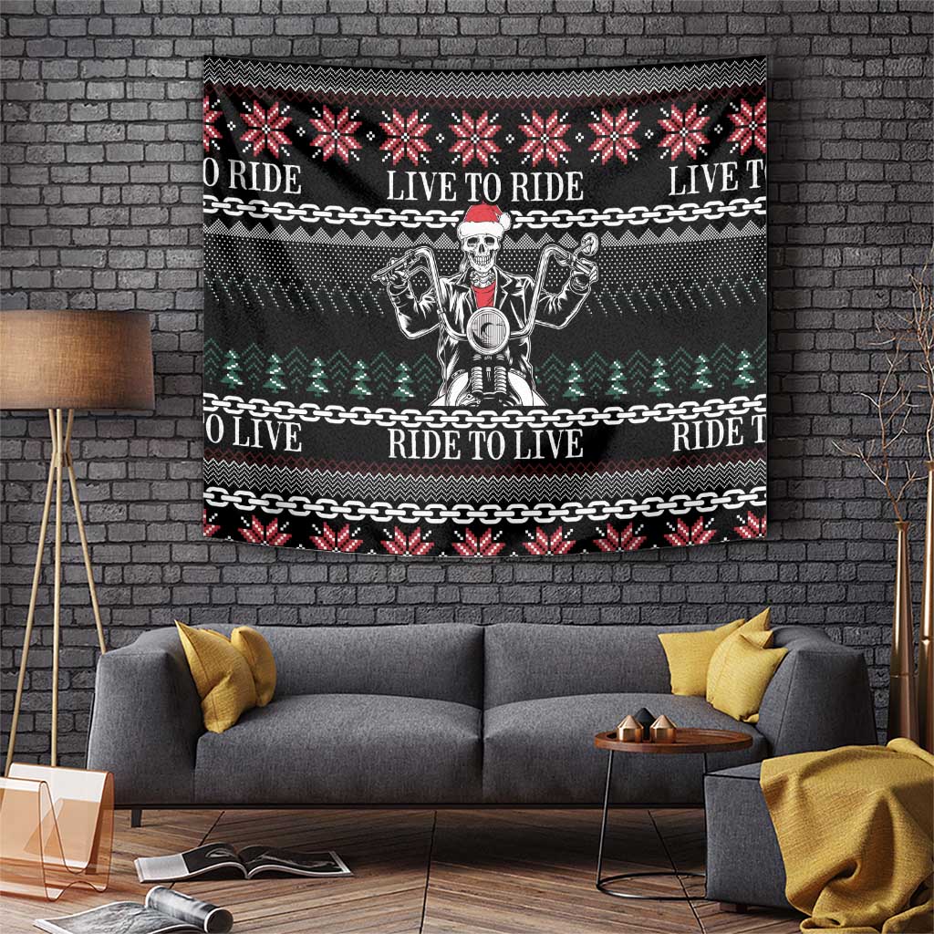 Live To Ride Motorbike Skeleton Tapestry Biker Skull Christmas DT04 - Wonder Print Shop