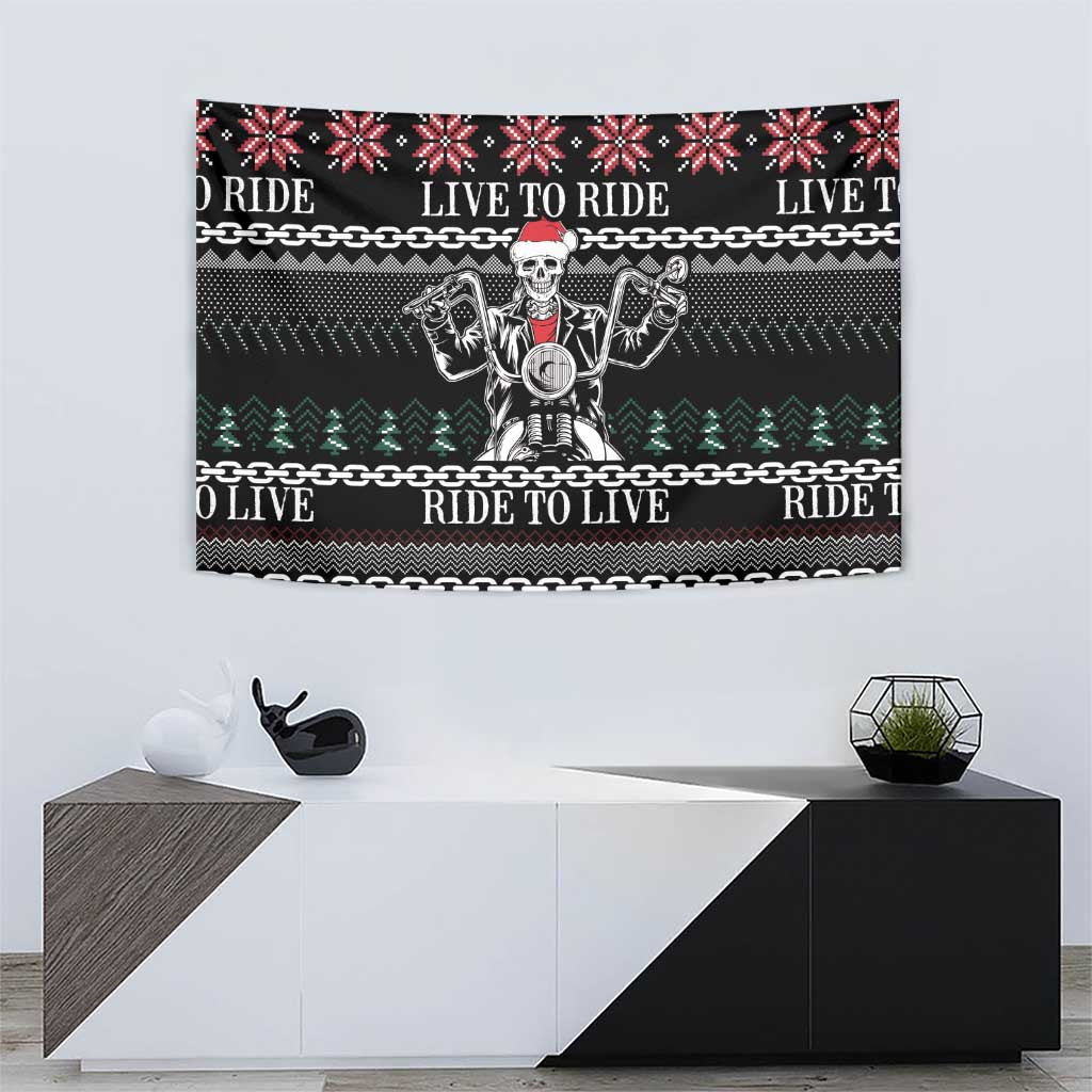 Live To Ride Motorbike Skeleton Tapestry Biker Skull Christmas DT04 - Wonder Print Shop