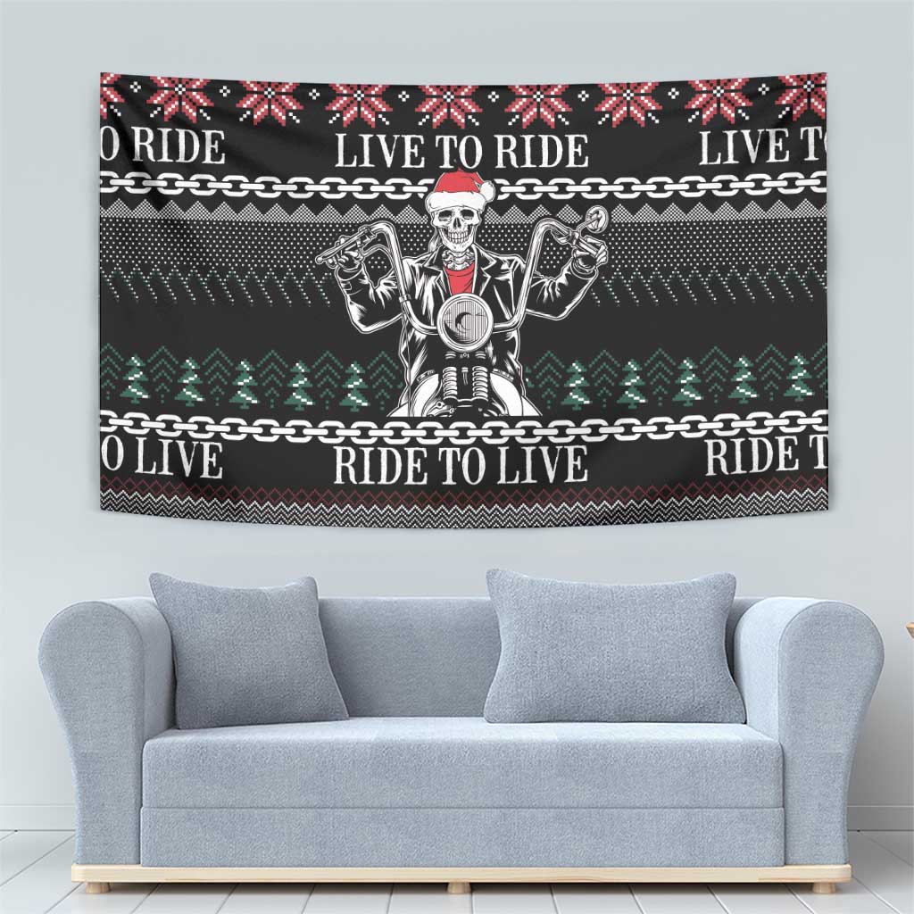 Live To Ride Motorbike Skeleton Tapestry Biker Skull Christmas DT04 - Wonder Print Shop