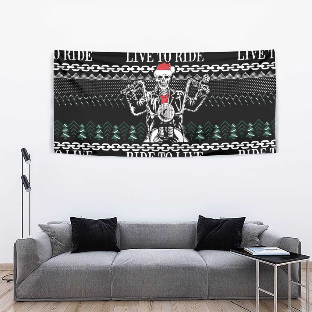 Live To Ride Motorbike Skeleton Tapestry Biker Skull Christmas DT04 - Wonder Print Shop