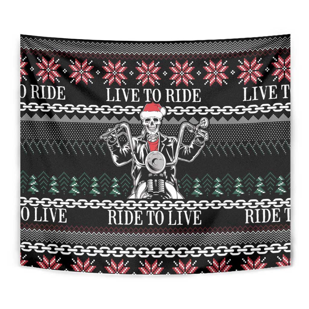 Live To Ride Motorbike Skeleton Tapestry Biker Skull Christmas DT04 - Wonder Print Shop