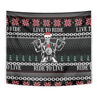 Live To Ride Motorbike Skeleton Tapestry Biker Skull Christmas DT04 - Wonder Print Shop