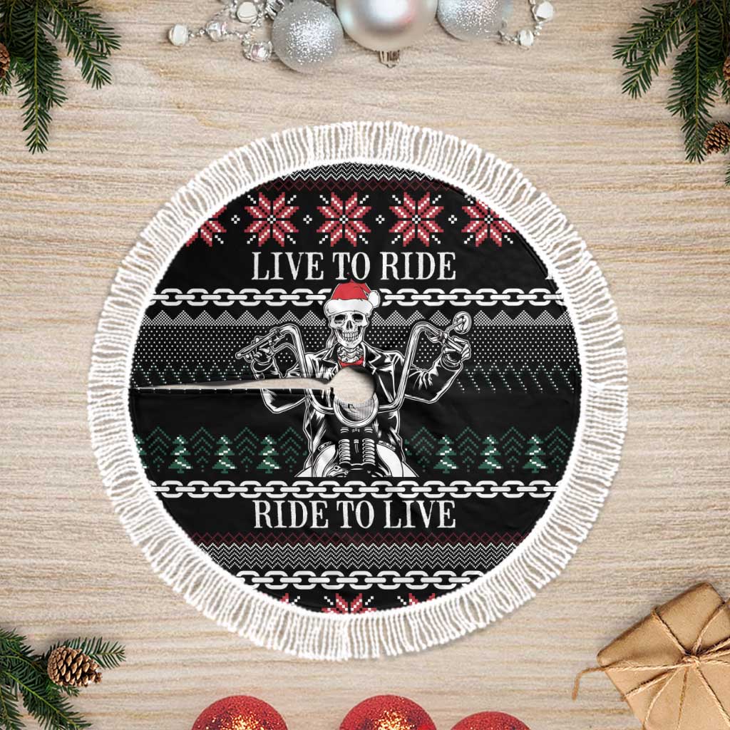 Live To Ride Motorbike Skeleton Tree Skirt Biker Skull Christmas DT04 - Wonder Print Shop