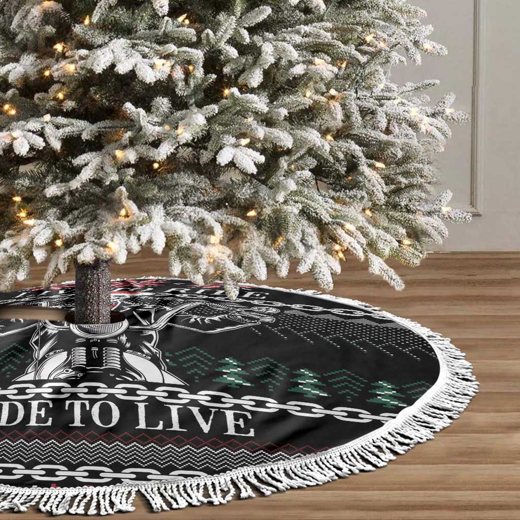 Live To Ride Motorbike Skeleton Tree Skirt Biker Skull Christmas DT04 - Wonder Print Shop