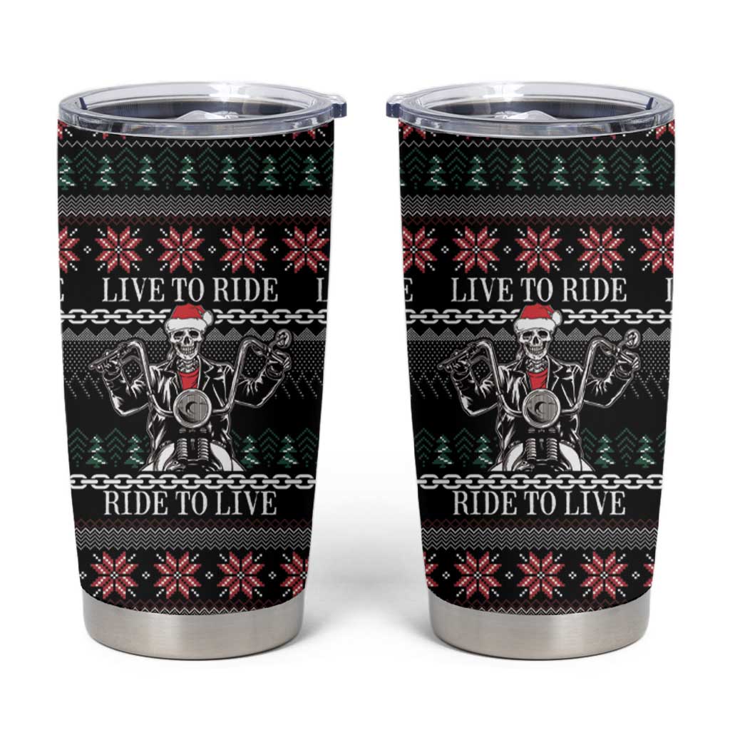 Live To Ride Motorbike Skeleton Tumbler Cup Biker Skull Christmas DT04 - Wonder Print Shop