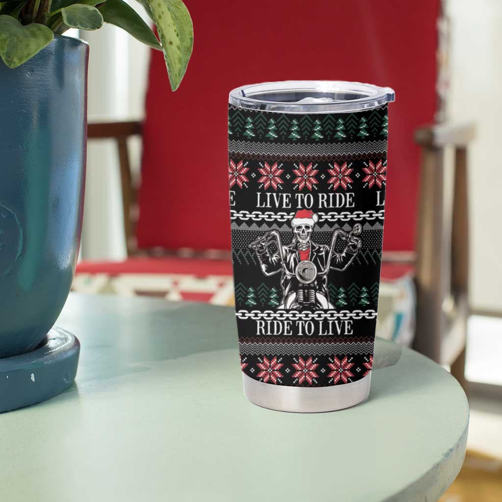 Live To Ride Motorbike Skeleton Tumbler Cup Biker Skull Christmas DT04 - Wonder Print Shop